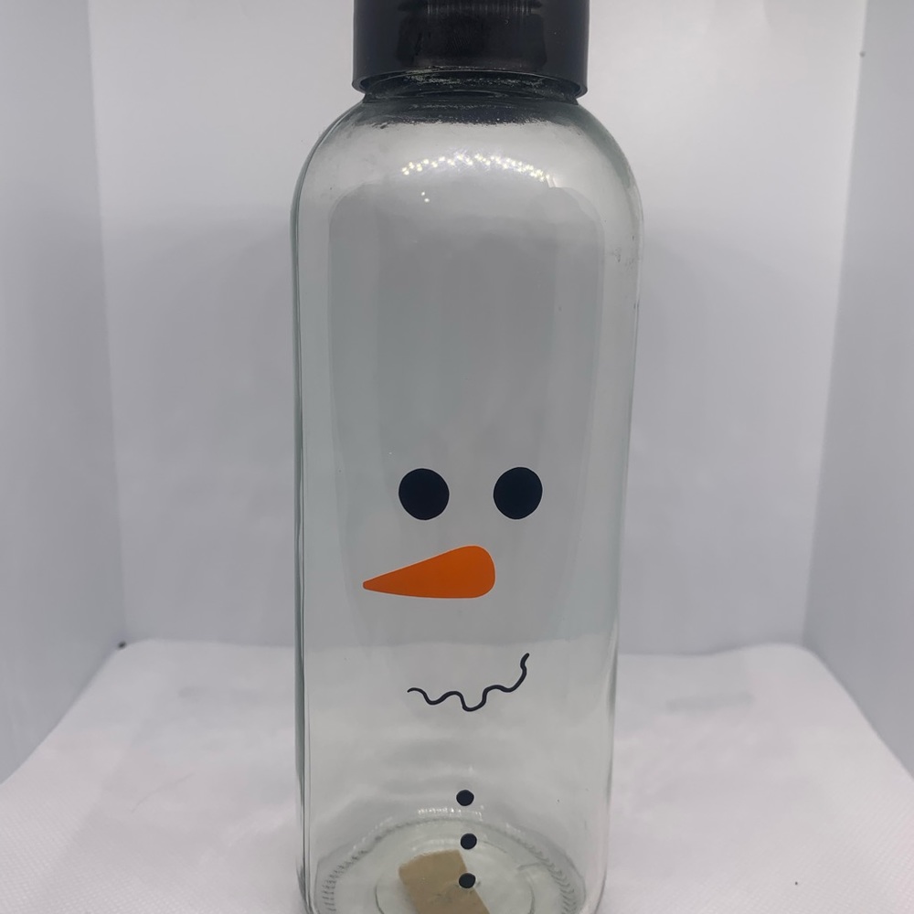 Snowman Glass Bottle